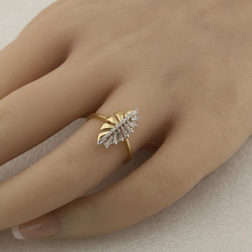 طقم ذهب زركون ورقة شجر