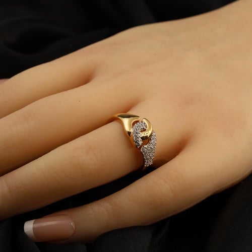 خاتم ذهب تطبيق الماس مقاس 16