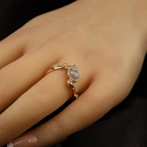 خاتم ذهب تطبيق الماس مقاس 14