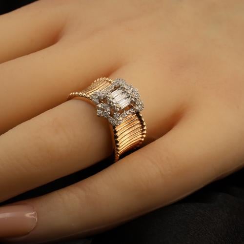 خاتم ذهب تطبيق الماس مقاس 14