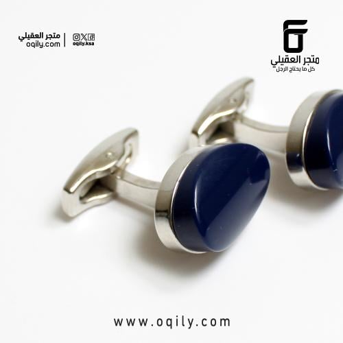 كبكات رجالية فضية بتصميم بيضاوي