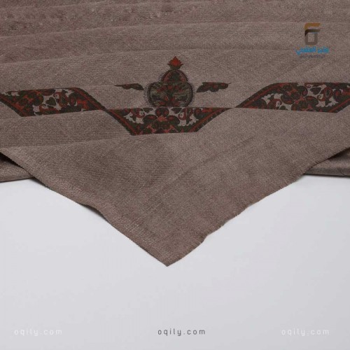 شال كشميري بني فاتح تطريز