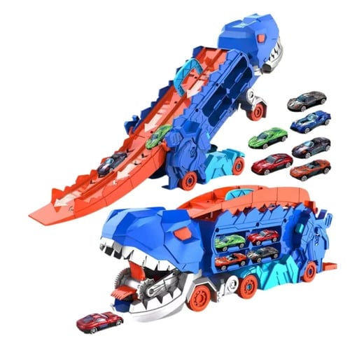 شاحنة ديناصور مع مسار سباق متعددة الالوان