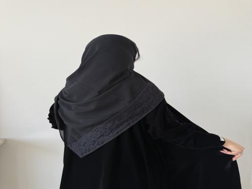 Double-Flared BLACK Rose Abaya