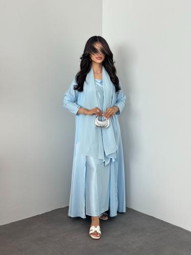 Silk Celestial Blue Abaya
