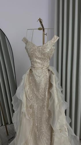 فستان سهرة خرز وجازار