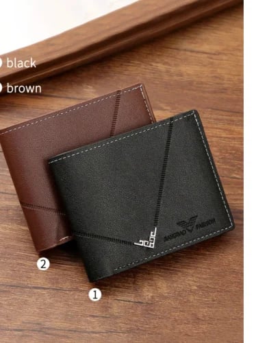 Men's short PU leather wallet with practical design