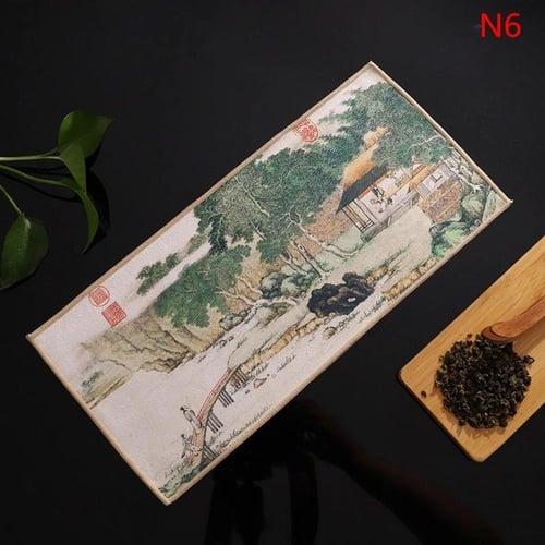 طقم مناشف شاي ماتشا من جلد الغزال