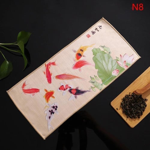 طقم مناشف شاي ماتشا من جلد الغزال