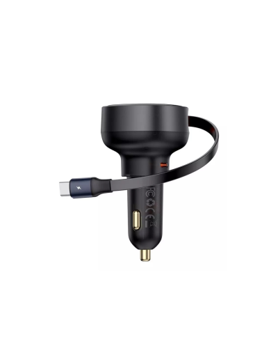 شاحن سيارة بيسوس مدمج بكيبل تايب سي تقنية السحب بق...