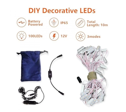 عقد لمبات للرحلات كريمي 10 متر على ولاعة السيارة 3...