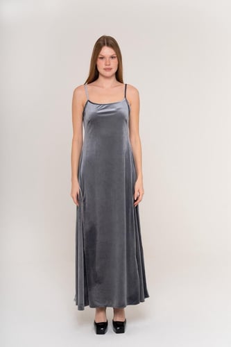Gray velvet dress