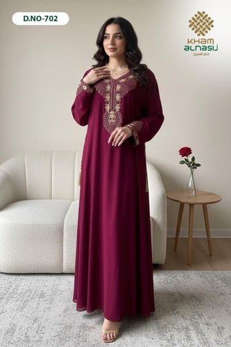 جلابية شيفون وطني بتطريز أنيق