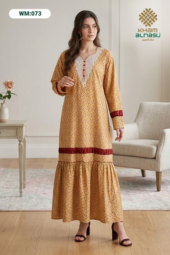 جلابية هندية بنقوش ناعمة ولمسة أنثوية