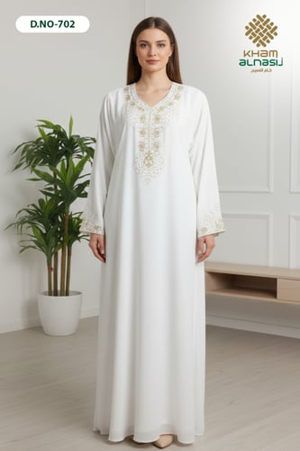 جلابية شيفون وطني بتطريز أنيق