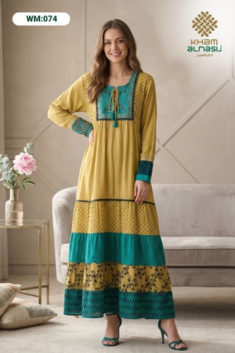 جلابية كشميري بنقوش عصرية وقصة مميزة