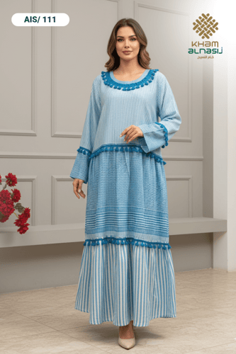 دراعة فلسطينية قطن لنن مخطط بتصميم طبقات | أناقة و...