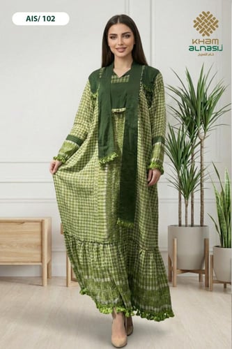 جلابية قطن بنقشة هندسية باللون الكحلي