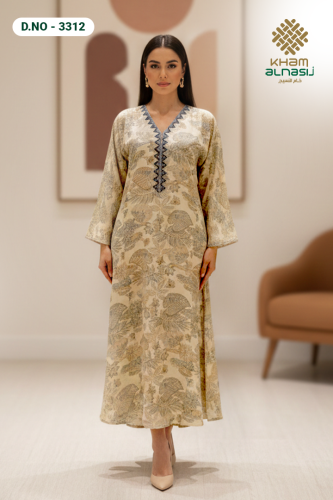 جلابية راقية بنقشة أنيقة – إطلالة هادئة وفخمة