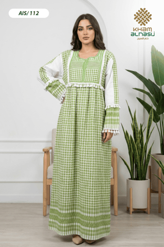 جلابية قطن نقشة الكوفية الفلسطينية لإطلالة استثنائ...