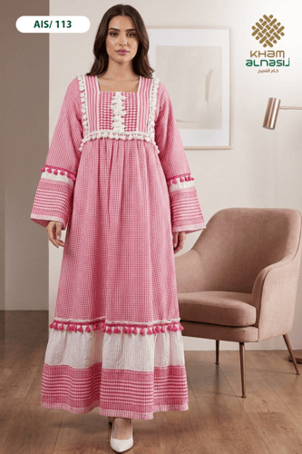 جلابية فلسطينية باللون السماوي | تصميم عصري بلمسة...