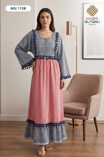 جلابية فلسطيني مودرن - قطن بارد بنقشة الكروهات وتط...