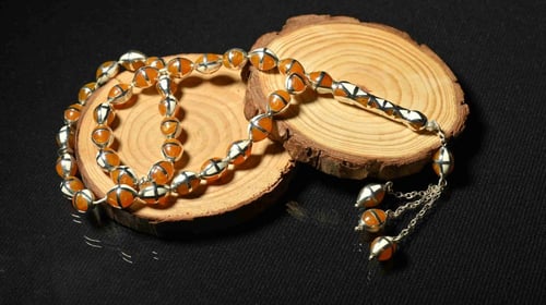 سبحة قفص فضة وسط