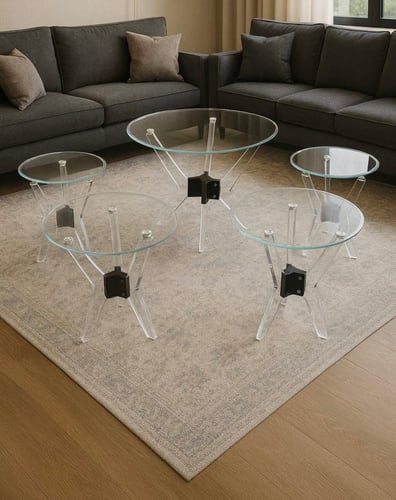 طقم طاولات قهوة اكرليك بسطح زجاج