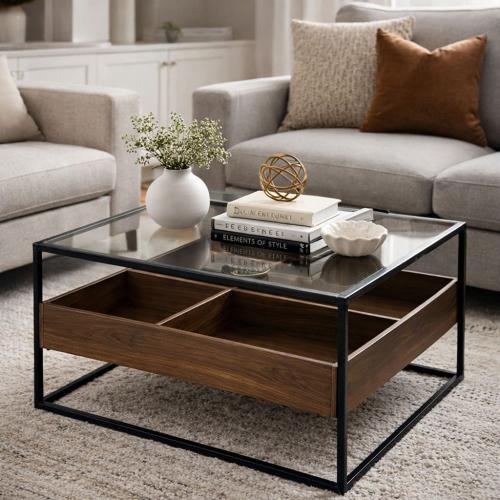 طاولة مفرد مربع دورين سطح زجاج 80سم