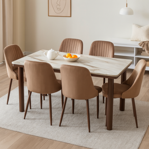 طاولة طعام رخام 6كرسي