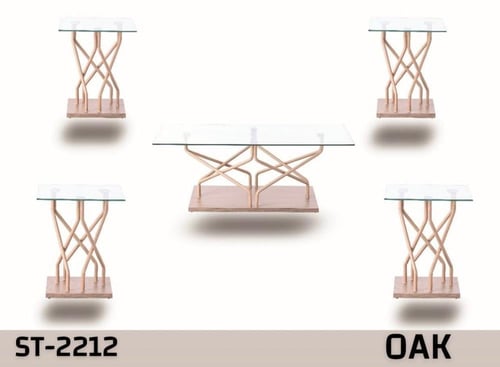 طقم طاولات شاي زجاج 4+1قطعة