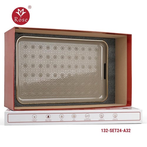 طقم ضيافة متكامل من روز 24قطعة