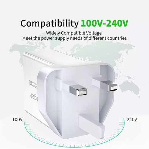 شاحن جداري 30 واط | بـ 3 منافذ USB