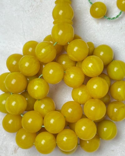 سبحة فاتوران أصفر معرق تمليكة 12 مل