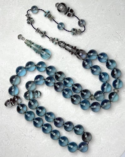 سبحة ازرق اكوامارين تمليكة 12 مل