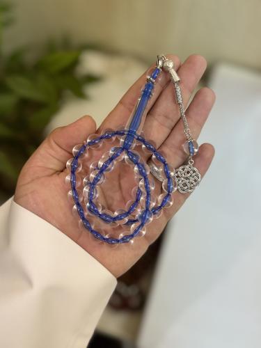 سبحة البكلايت شفاف بخيط أزرق