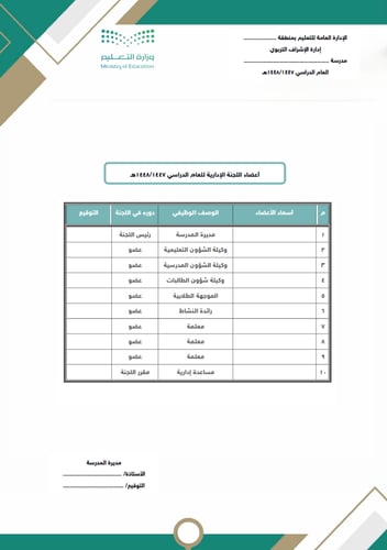 سجل محاضر اجتماعات اللجان والفرق المدرسية (56 محضر...