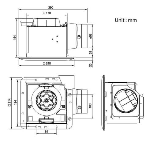 مروحة شفط سقف KDK كي دي كية مقاس 17 × 17 سم 17 CUG