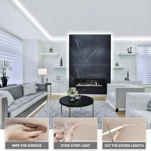 شريط ليد زينة اصفر 5 متر لاصق