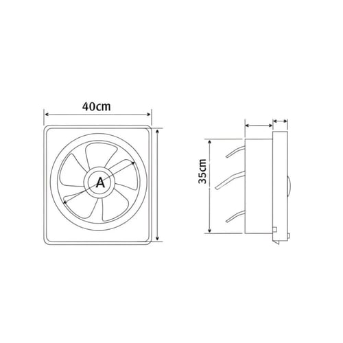 مروحة شفط جدارية لون اسود 35 × 35 سم (12 انش)