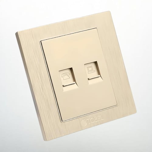 فيش منفذ كمبيوتر مع هاتف تلفون لون ذهبي ملكي توفل