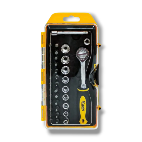 طقم حبات ومفك 38 قطعة علبه بلاستيك شفاف