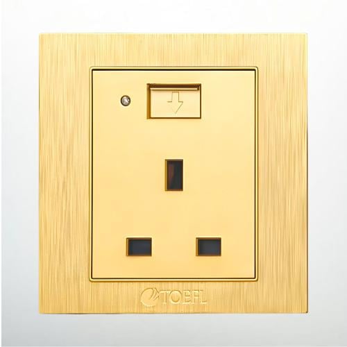 فيش ثلاثي مع منفذ يو اس بي USB لون ذهبي هادئ توفل