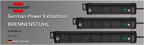 توصيلة كهرباء المانية برينينستول اسود 3 منافذ 3 مت...