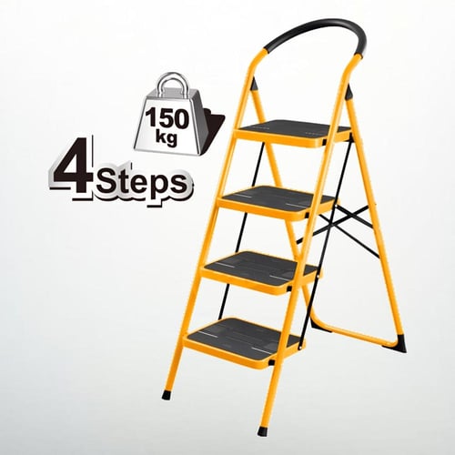 سلم مطبخ 4 درج حديد اصفر شكل كرسي