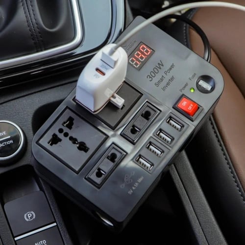 محول كهرباء السيارة من 12 فولت إلى 220 بقوة 300 وا...