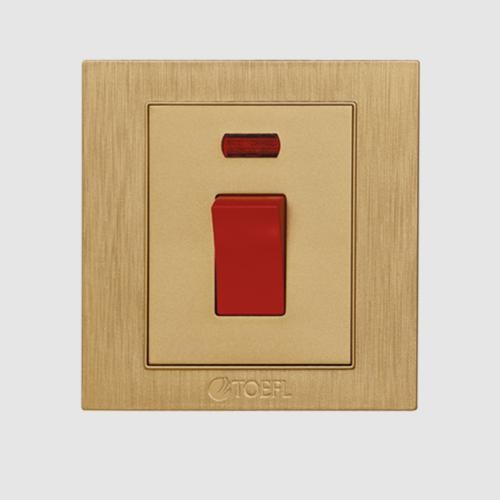 مفتاح مكيف مربع 45 امبير طقة حمراء لون ذهبي هادئ ت...