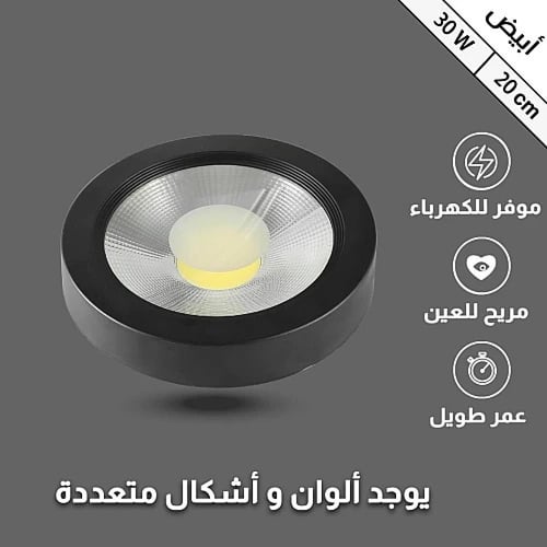 كشاف لطش ظاهر اسود لون الانارة أبيض 30 واط