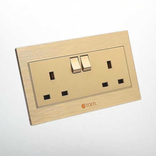 فيش ثلاثي مزدوج مع مفتاح مستطيل لون ذهبي هادئ توفل