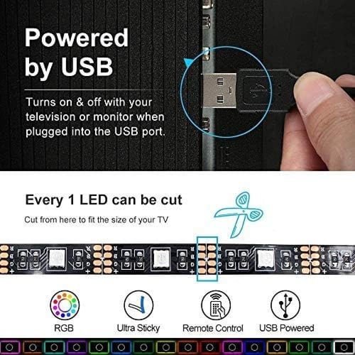 شريط اضاءة ليد ملون بطول 3 متر يعمل على USB لاضاءة...
